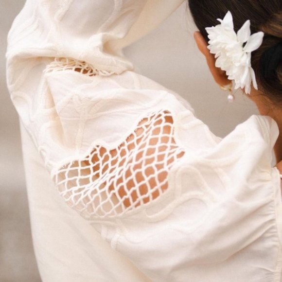 NWT H&M Low Back Voluminous Embroidery Sleeves Mini Dress - Picture 12 of 14